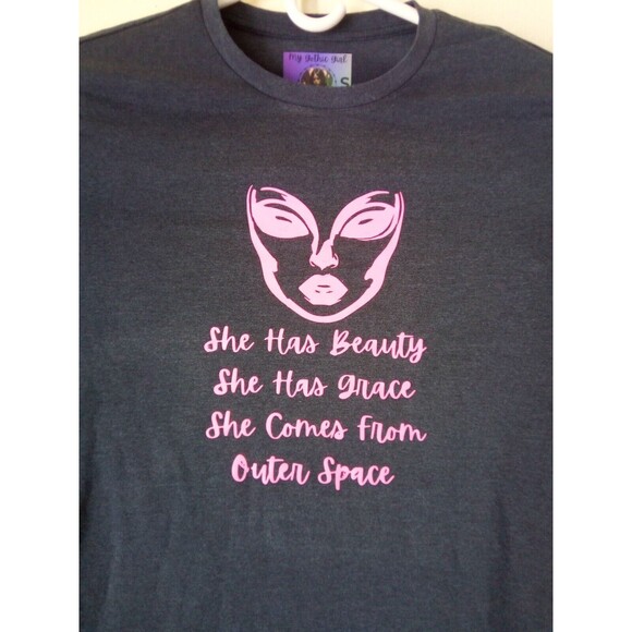 My Gothic Girl T-Shirt Women's S Dark Gray She Comes From Outer Space Streetwear - Picture 3 of 9
